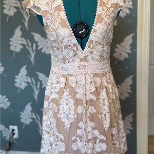 For Love And Lemons White Floral Lace Mini Dress